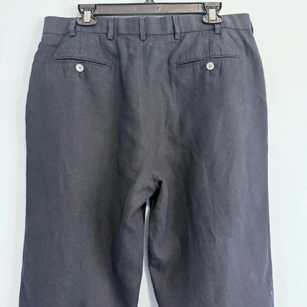 Brooks Brothers‎ Fitzgerald Men’s 100% Linen Navy Pants Size 43L/W37